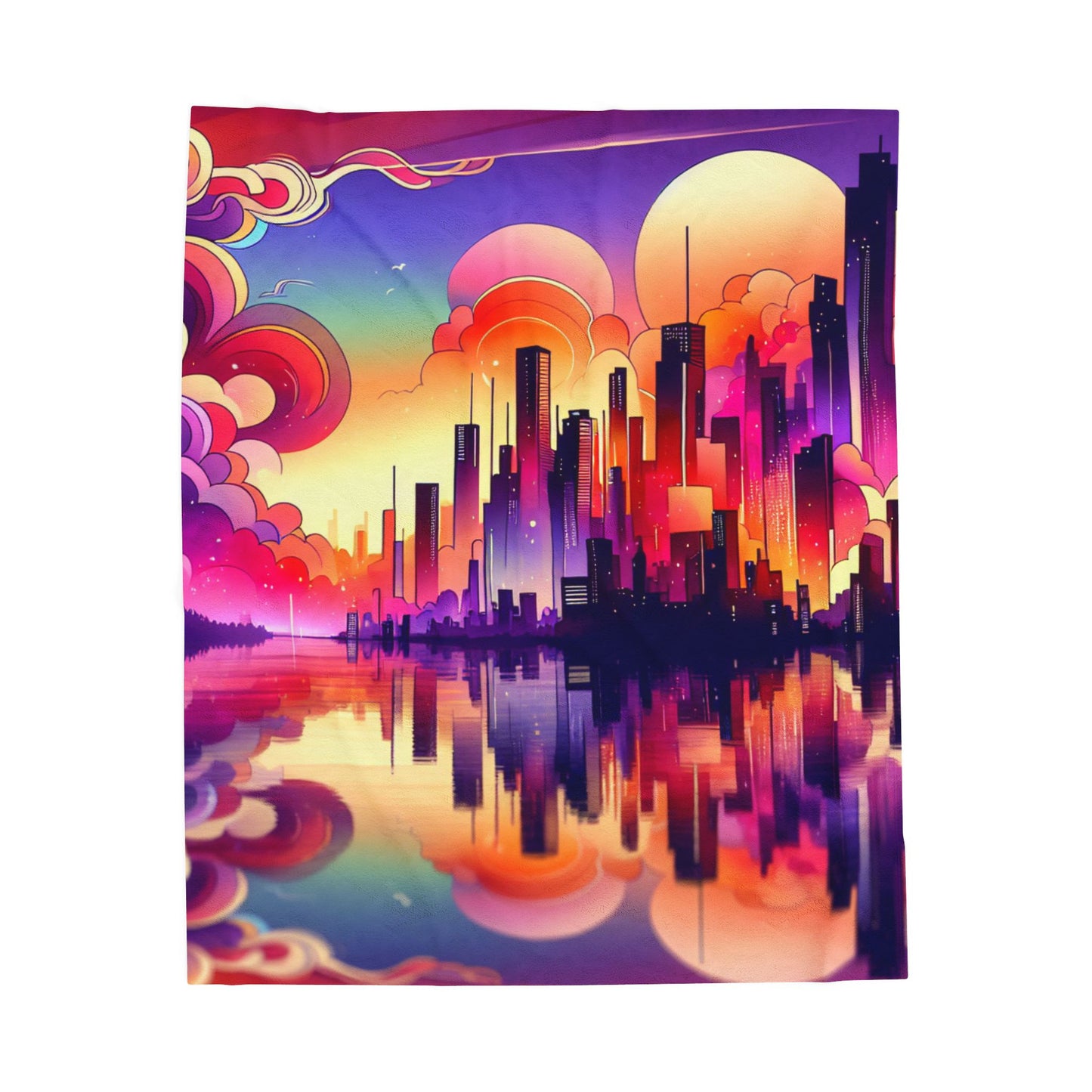 Skyline Reverie in Hues - Plush Blanket