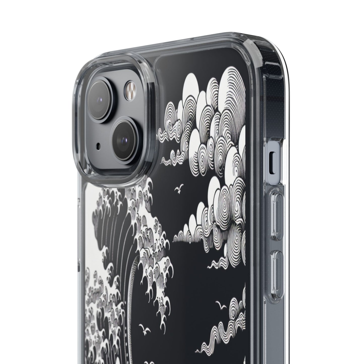 Transparent Waves and Mountains Iphone Case Compatible With Iphone 16 15 14 - Clear Phone Cover