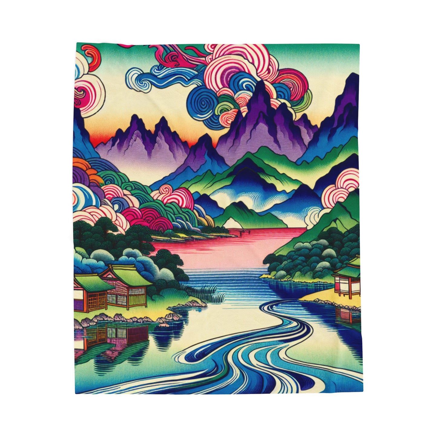 Mystic Landscape Mural - Plush Blanket