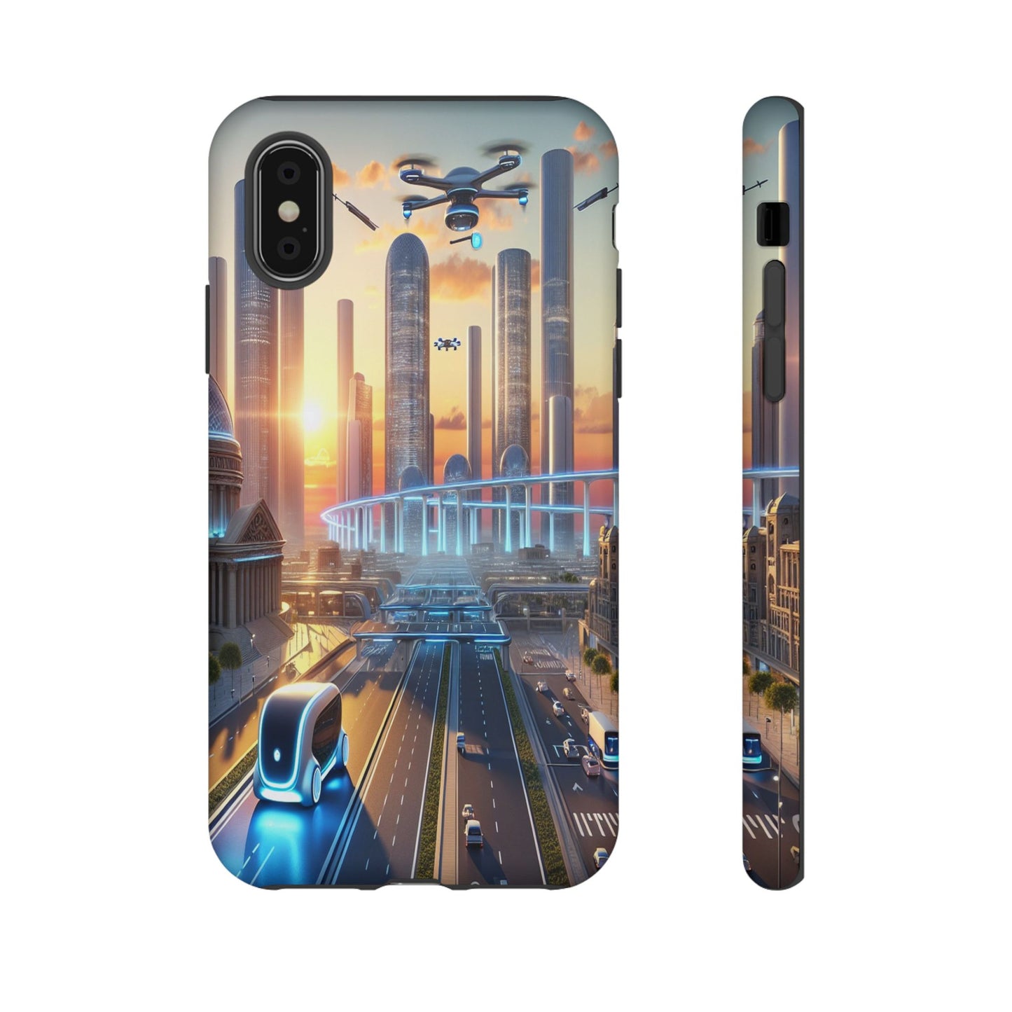 Futuristic Cityscape Unveiled - Phone Case