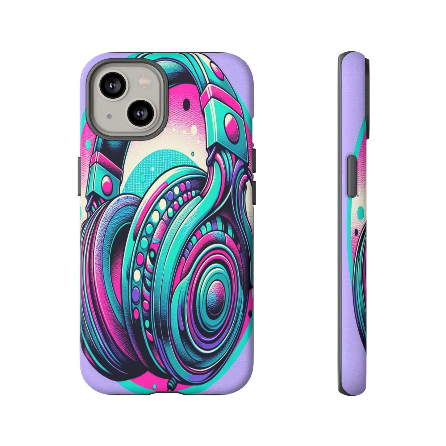 Custom ProtectiveHeadphone Vibes in Electric ColorsIphone Case Compatible With Iphone 16 15 14 - Phone Cover