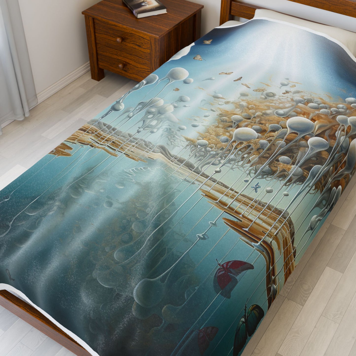 Luminous Fjord of Whimsy- Plush Blanket