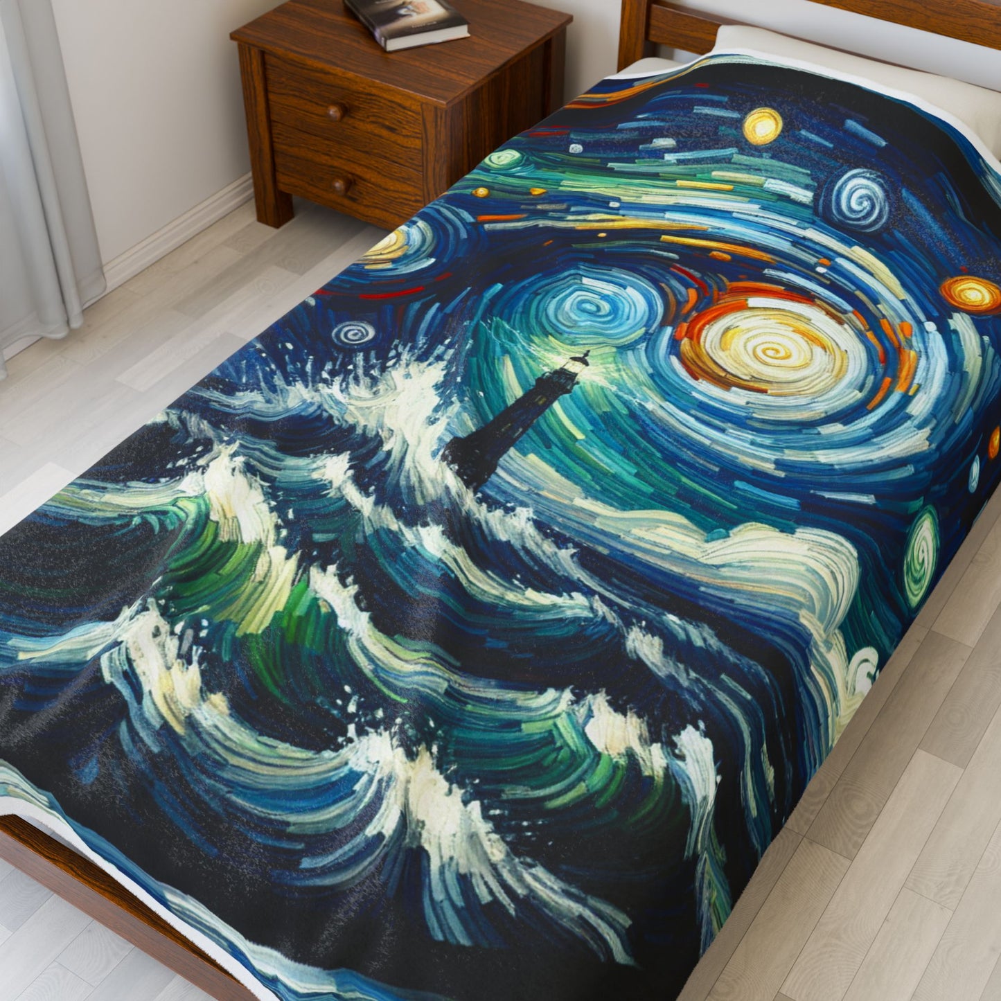 Guiding Light in Vortex Brushstrokes - Plush Blanket