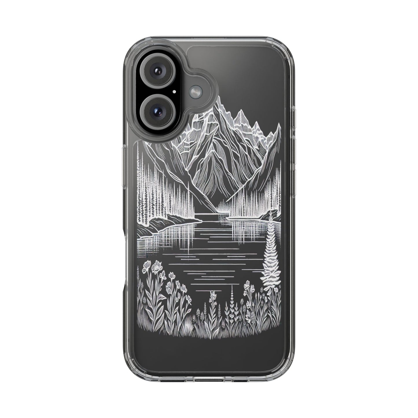 Transparent Majestic Peaks and Flora Iphone Case Compatible With Iphone 16 15 14 - Clear Phone Cover