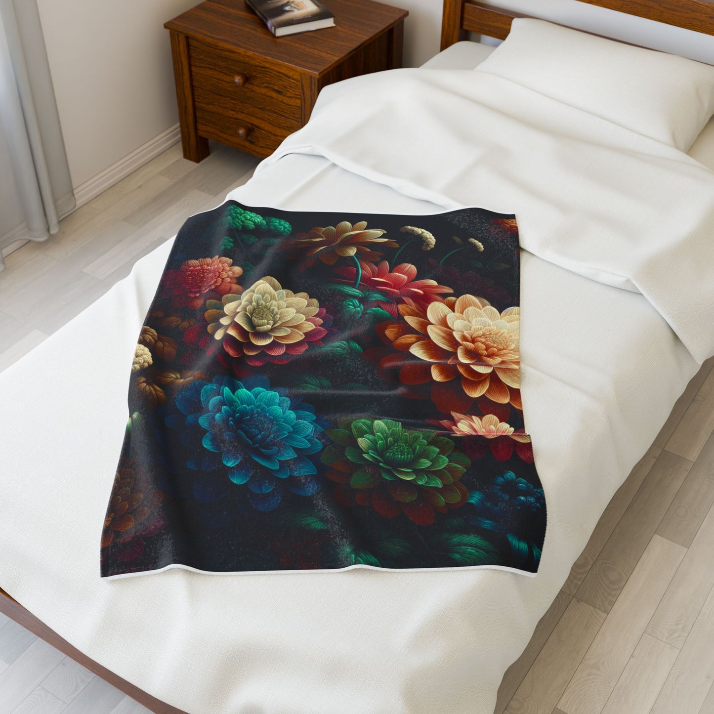 Garden of Nightfall Blooms - Plush Blanket