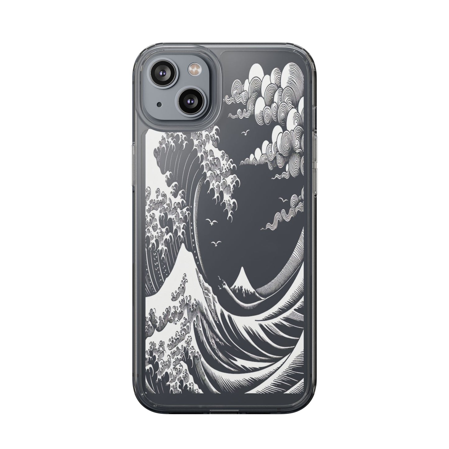 Transparent Waves and Mountains Iphone Case Compatible With Iphone 16 15 14 - Clear Phone Cover