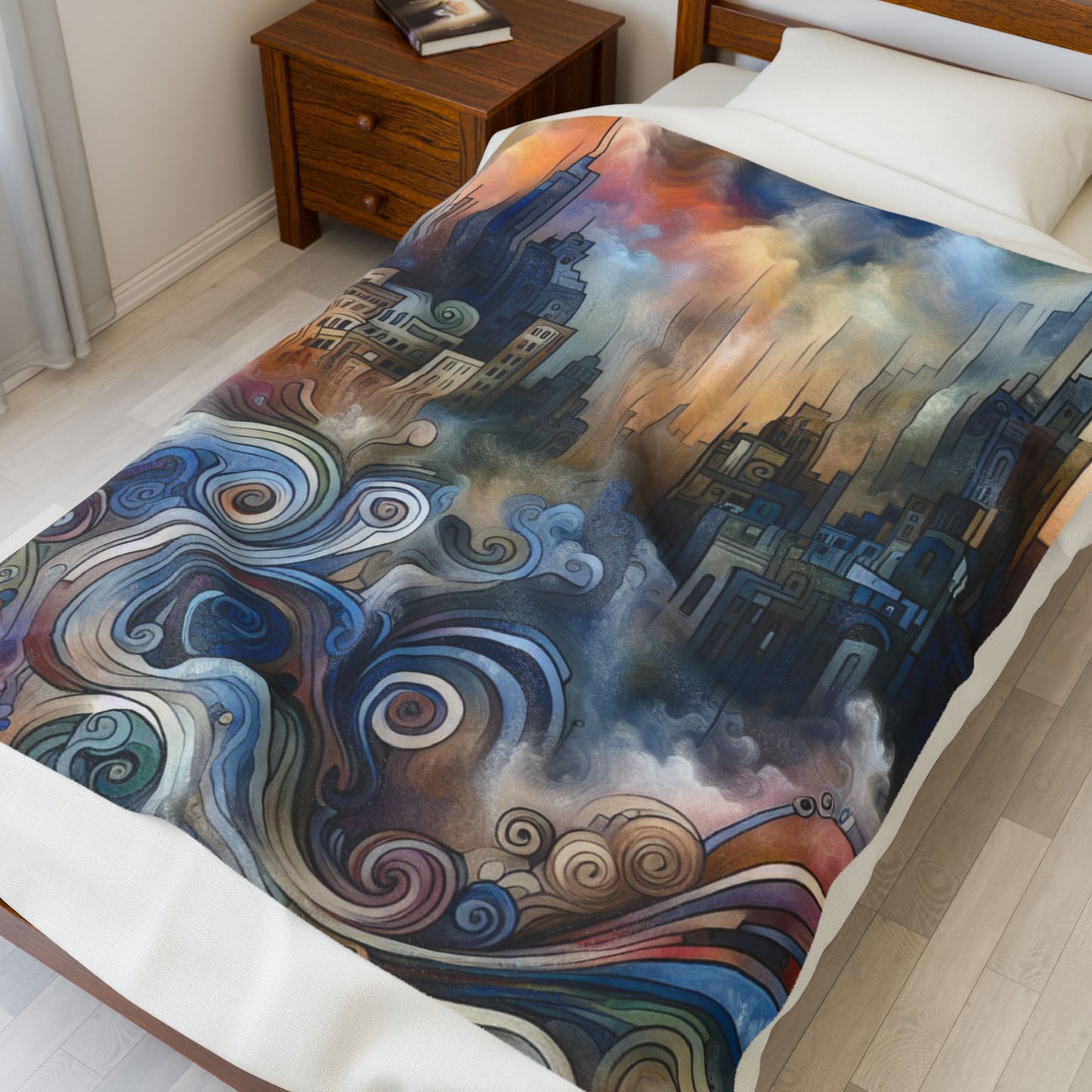 Metropolitan Curves and Clouds - Plush Blanket