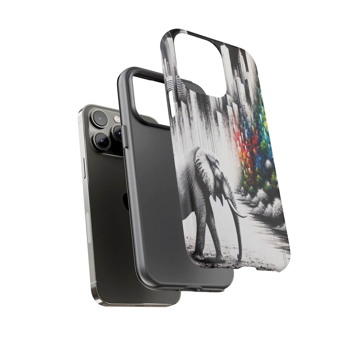 Protective Elephant's Journey Through the Cityscape Iphone Case Compatible With Iphone 16 15 14 - Phone Cover