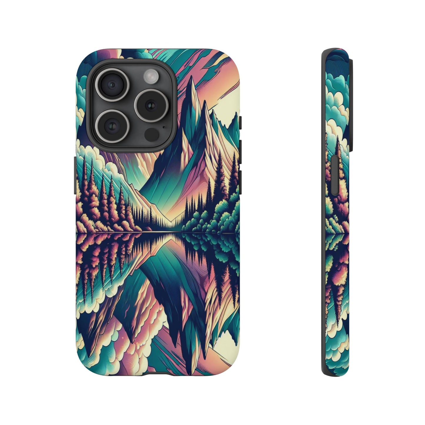 Tranquil Peaks and Reflected Skies - Phone Case