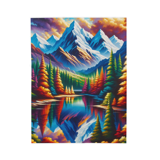 Mountain Splendor Reflected - Plush Blanket