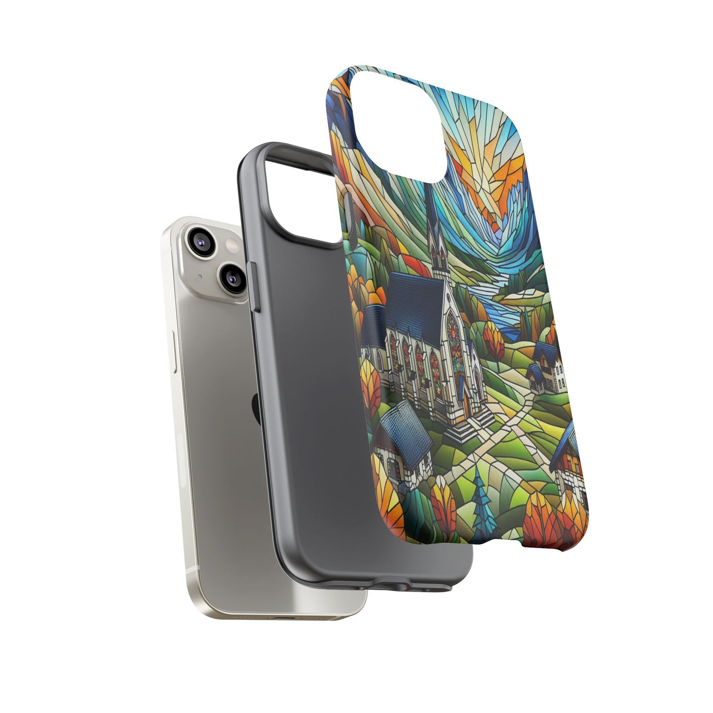 Stained Glass Countryside Scene - Phone Case