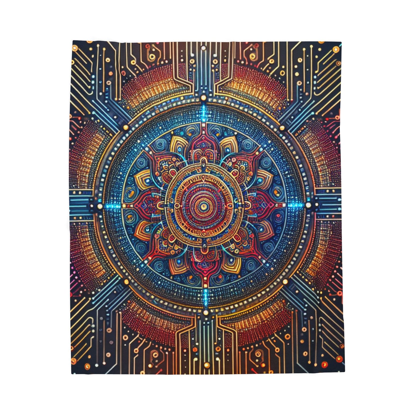 Circuit Mandala Design - Plush Blanket