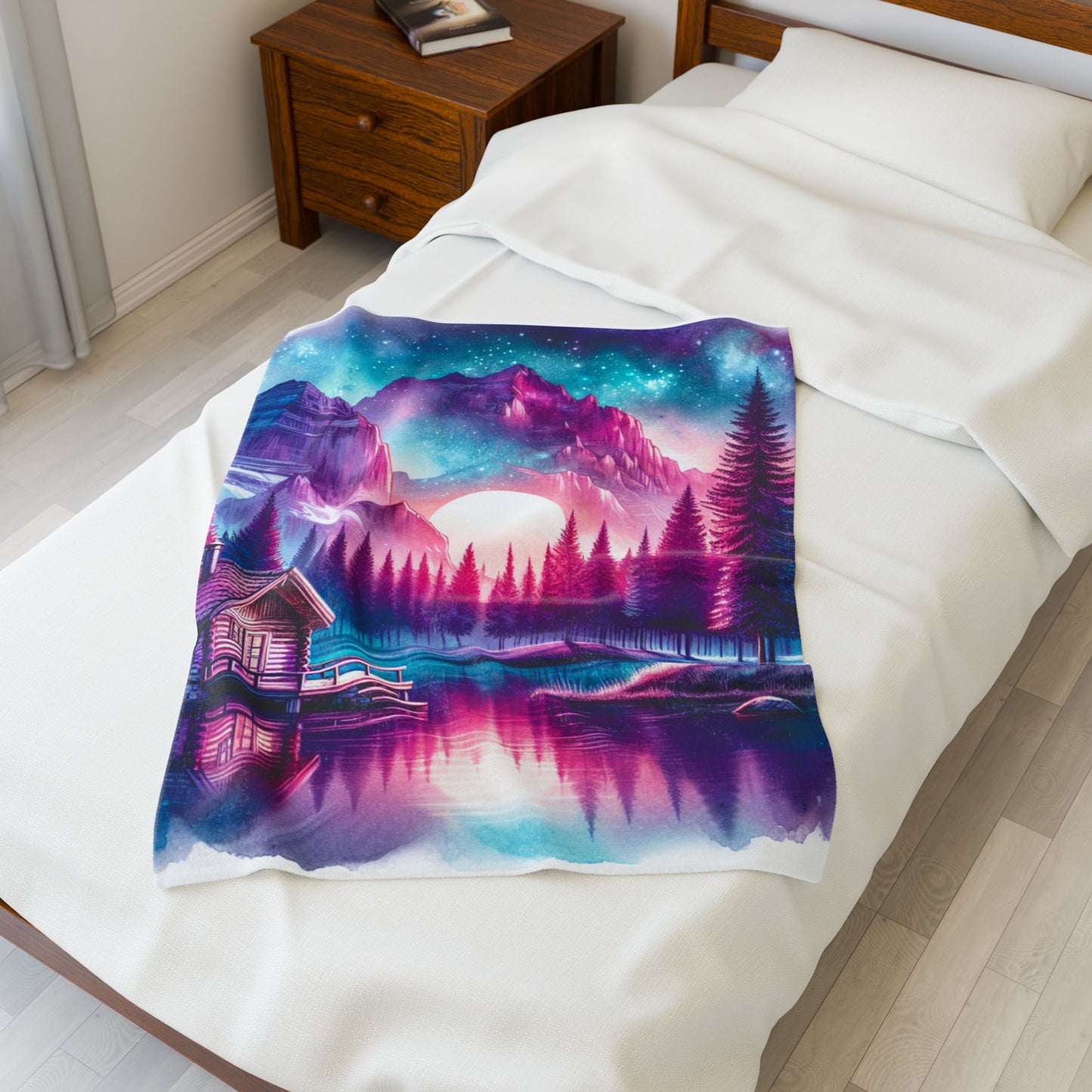 Dreamlike Mountain Retreat - Plush Blanket