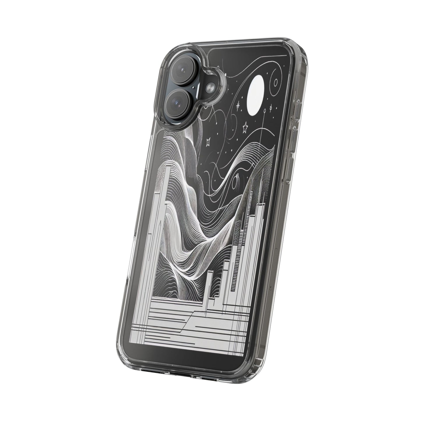 Transparent Illuminated Skyline Design Iphone Case Compatible With Iphone 16 15 14 - Clear Phone Cover