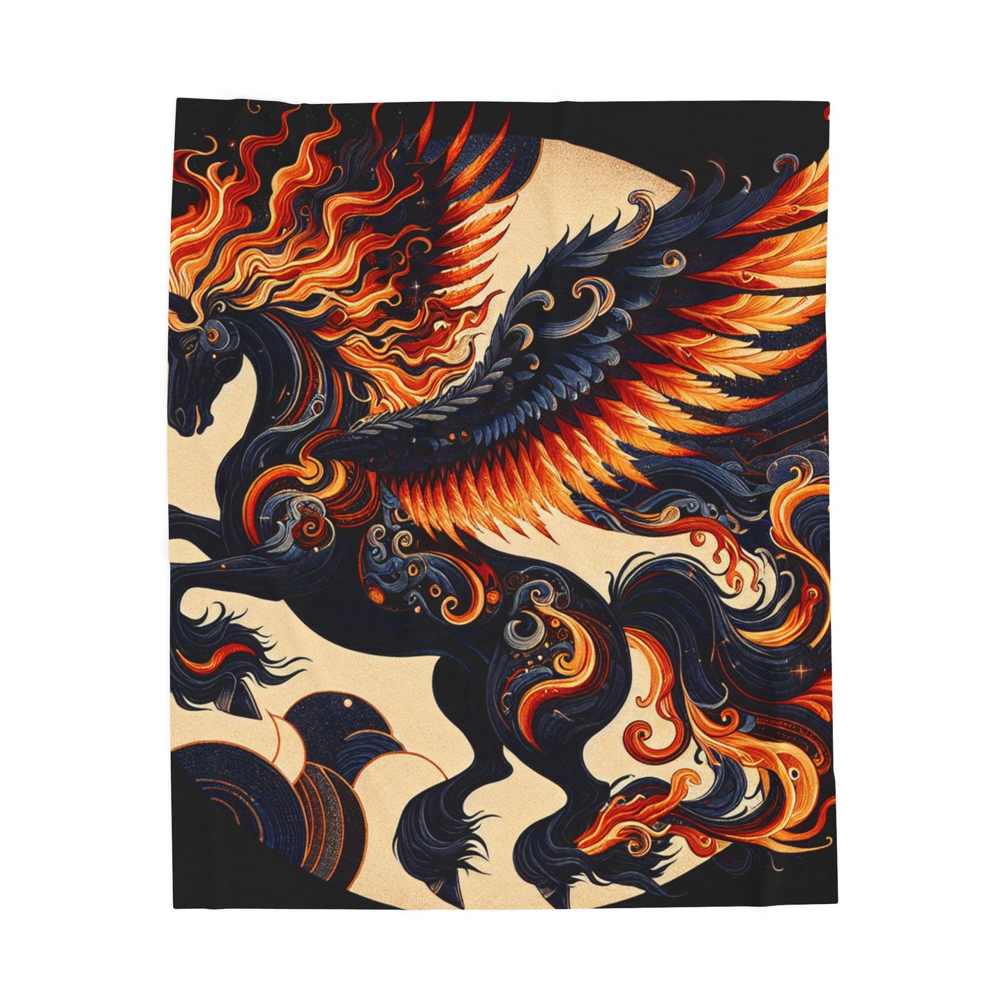 Fiery Winged Stallion - Plush Blanket