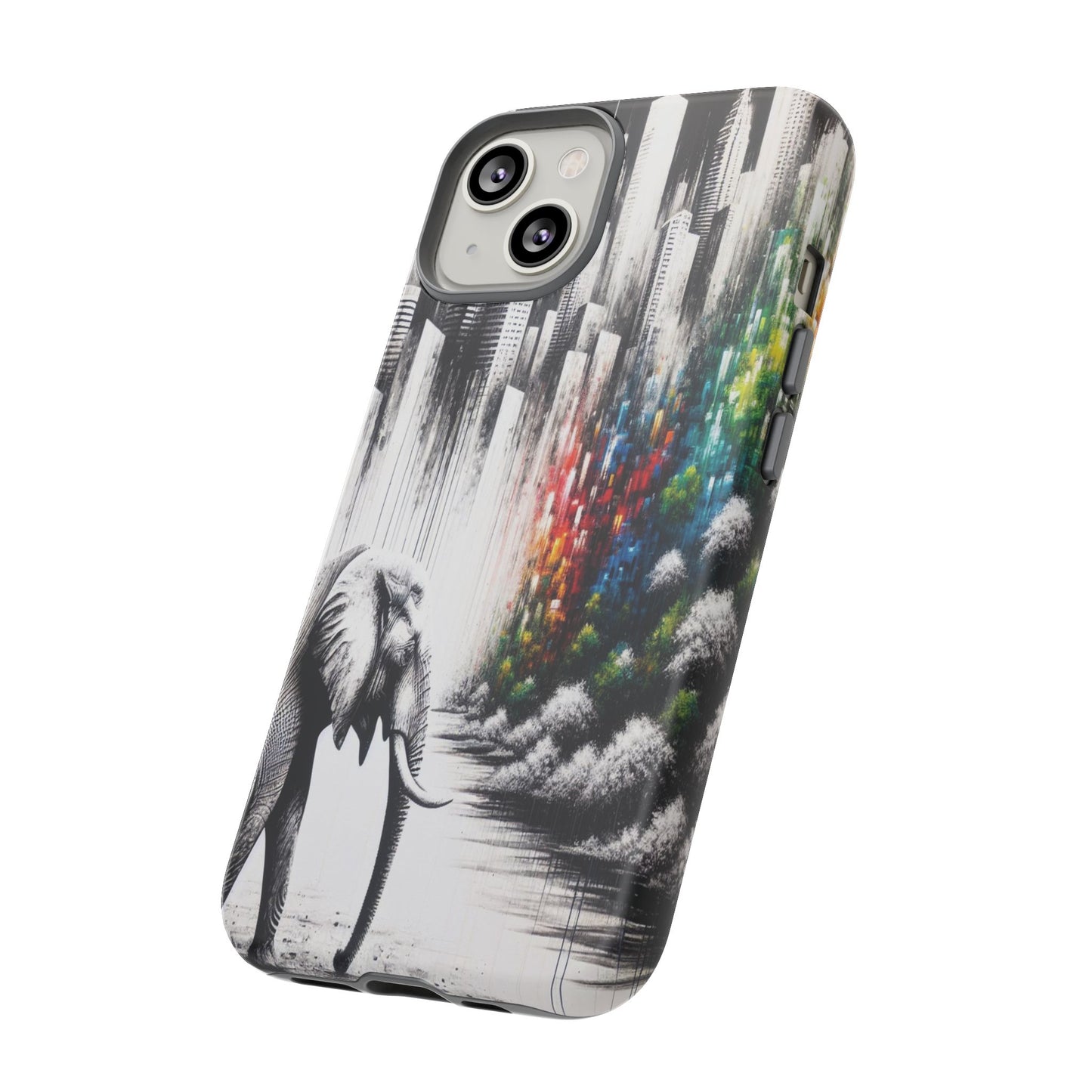 Protective Elephant's Journey Through the Cityscape Iphone Case Compatible With Iphone 16 15 14 - Phone Cover