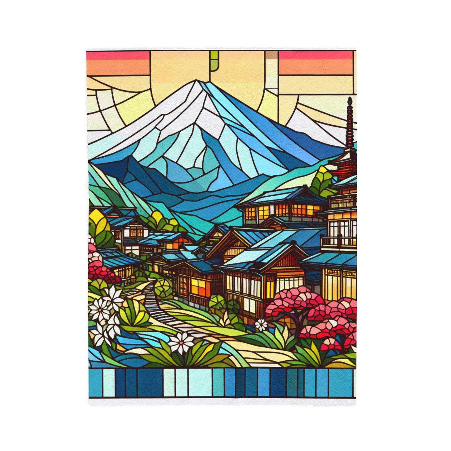 Mountain Village Mosaic - Plush Blanket