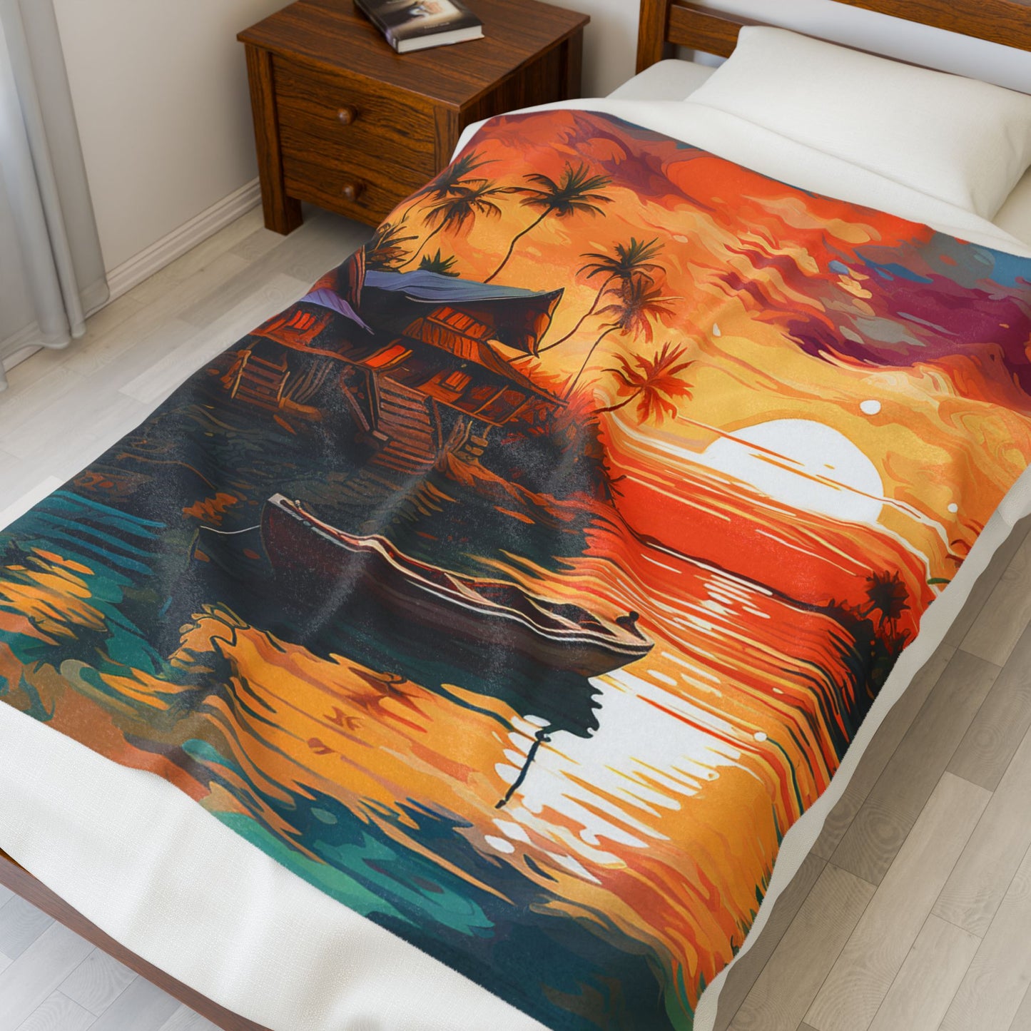 Tropical Sunset Serenity- Plush Blanket