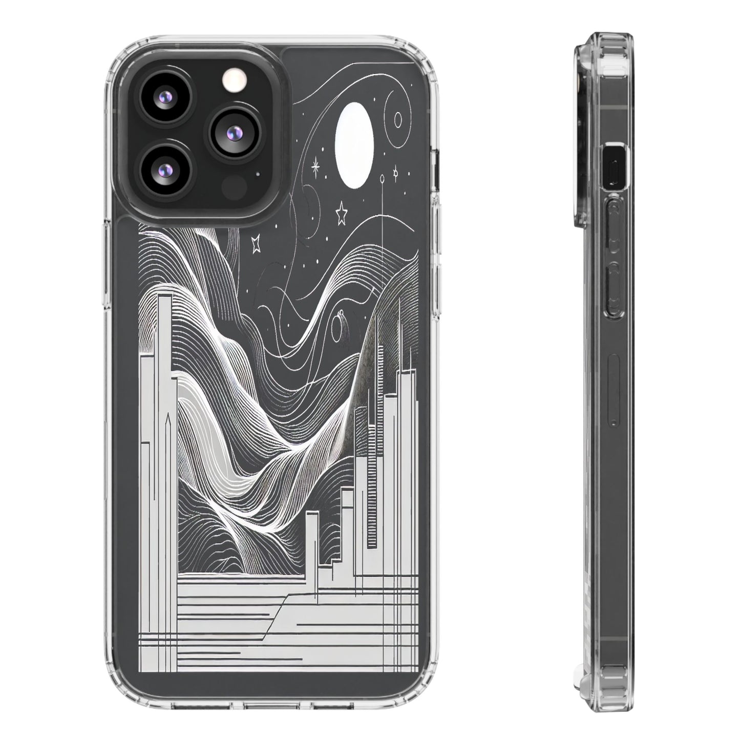 Transparent Illuminated Skyline Design Iphone Case Compatible With Iphone 16 15 14 - Clear Phone Cover