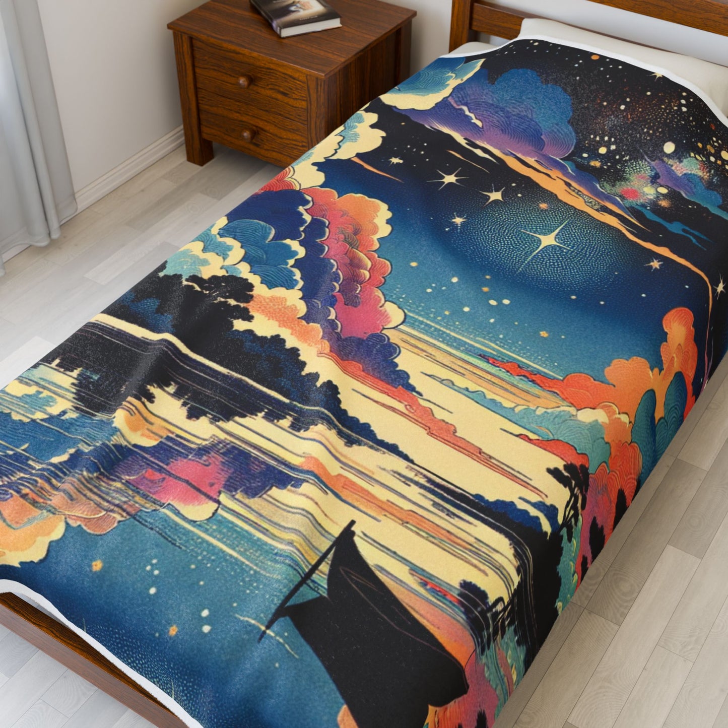 River Under Celestial Glow - Plush Blanket