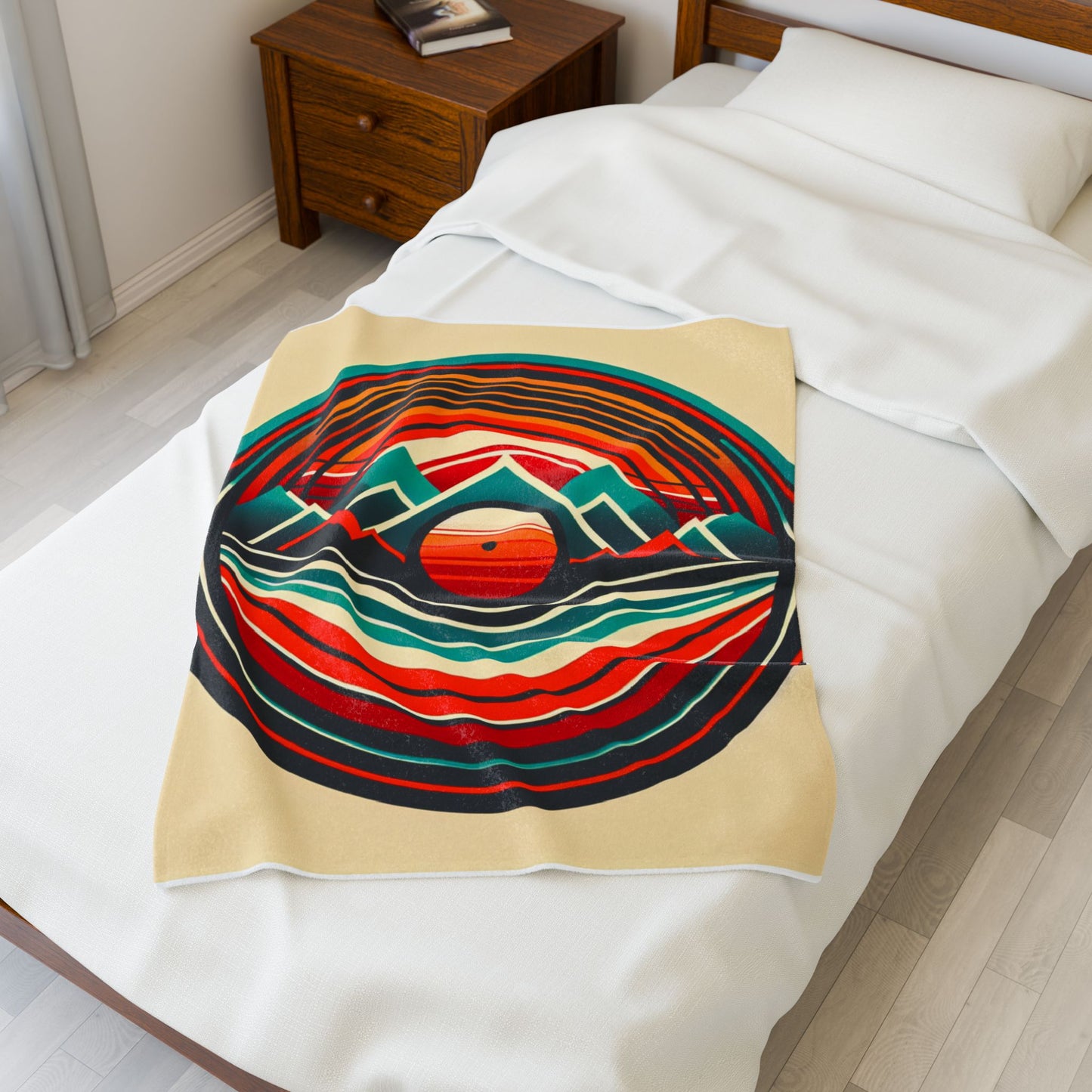 Circle of Mountains and Waves - Plush Blanket