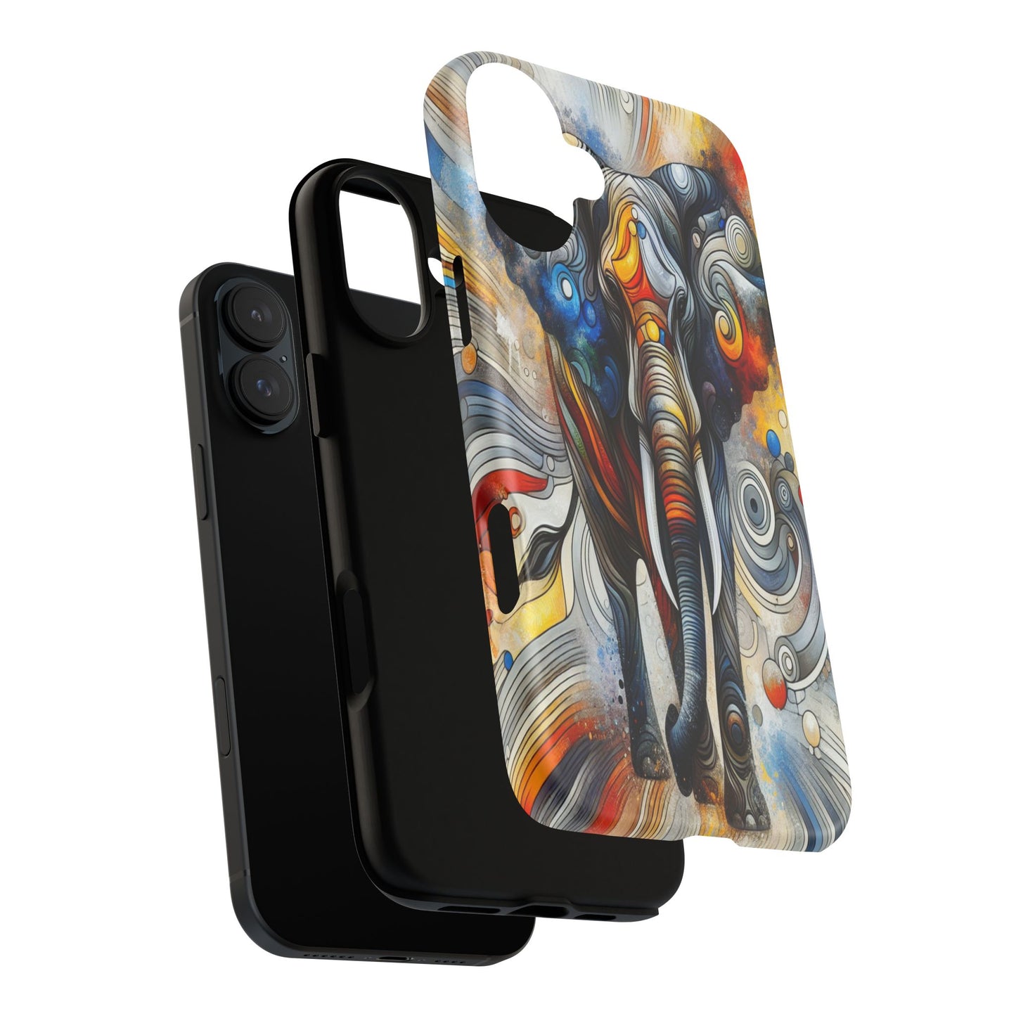 Protective Elephant in Swirling Colors Iphone Case Compatible With Iphone 16 15 14 - Phone Cover