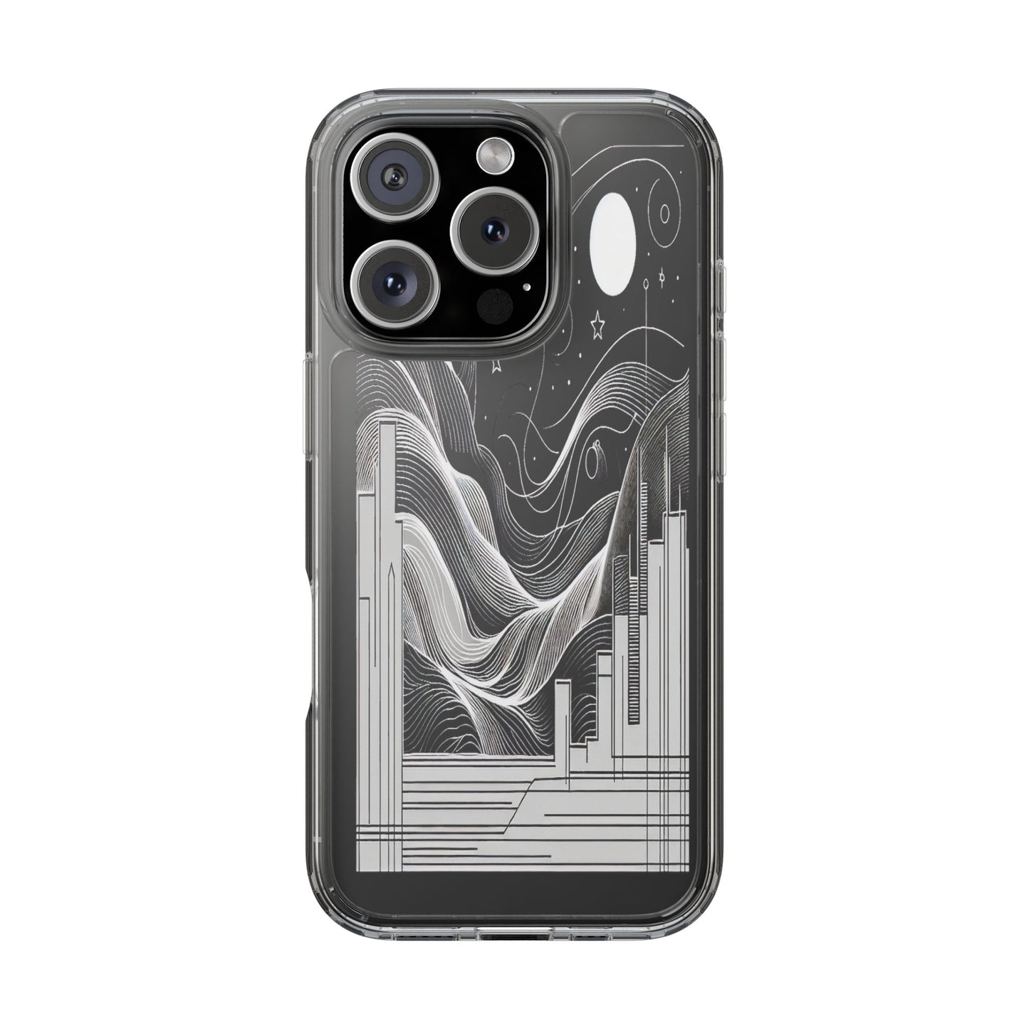 Transparent Illuminated Skyline Design Iphone Case Compatible With Iphone 16 15 14 - Clear Phone Cover