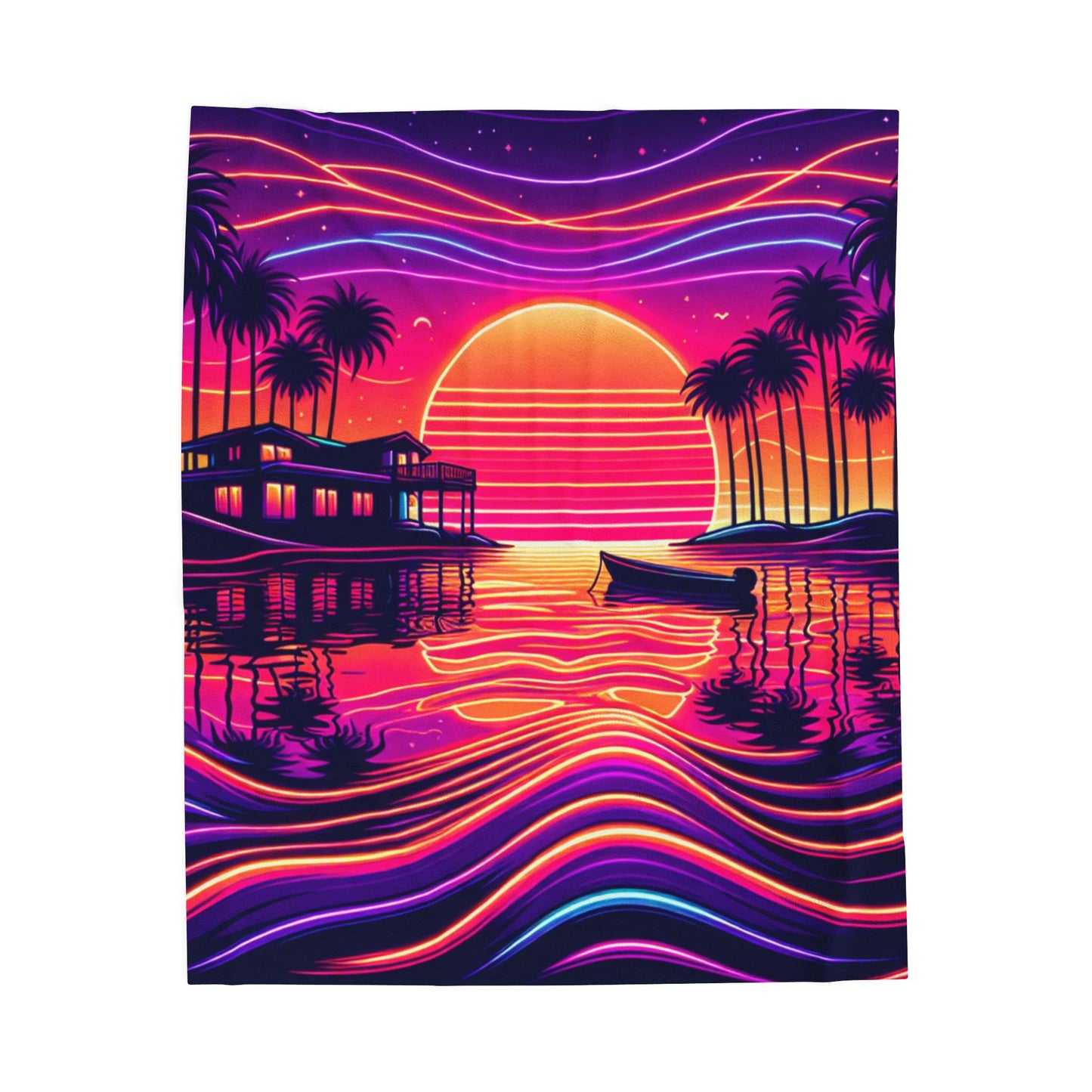 Island Glow in the Evening - Plush Blanket