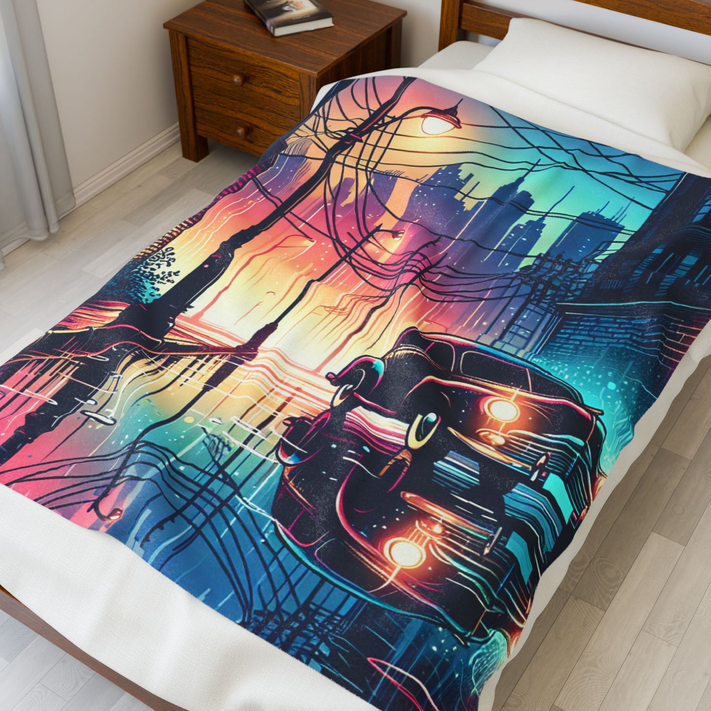 Evening Glow in the City Streets - Plush Blanket