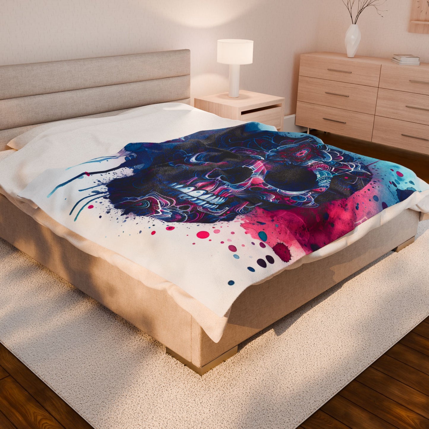 Mystic Mosaic Skull Creation - Plush Blanket