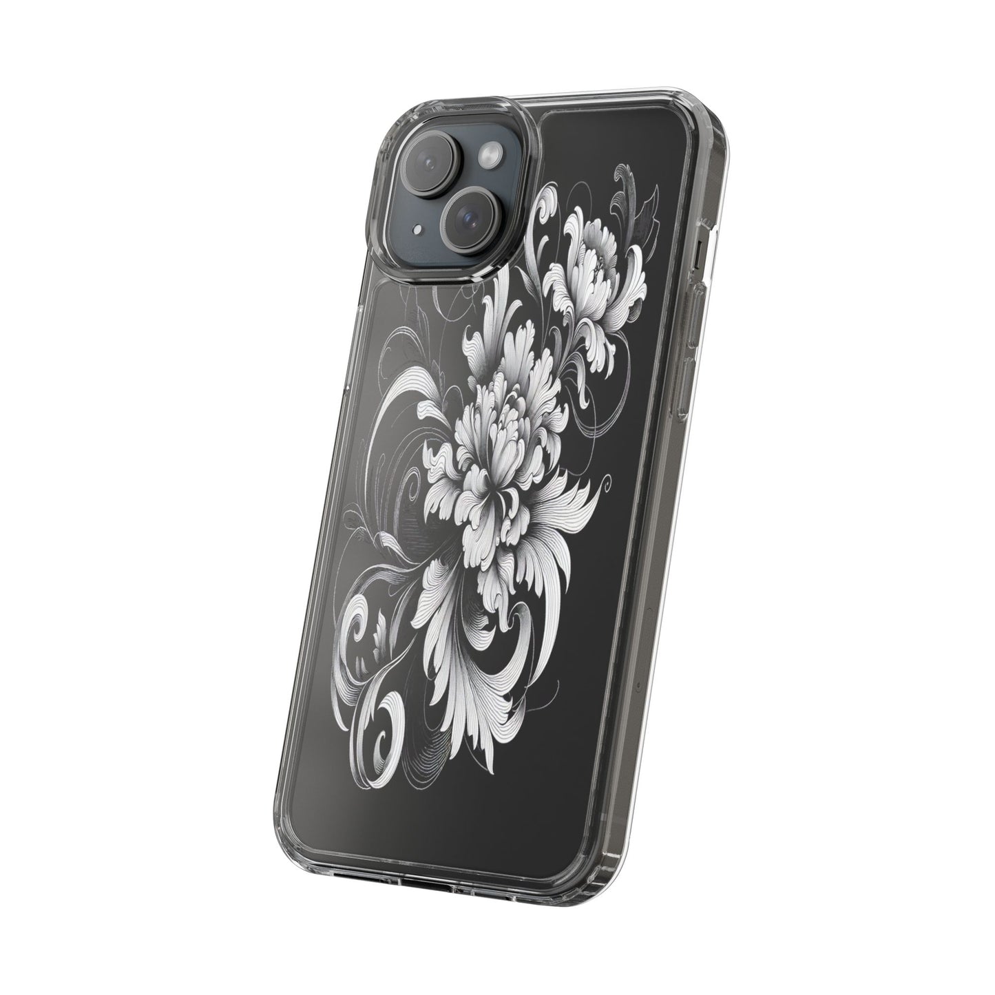 Transparent Intricate Flourish Design Iphone Case Compatible With Iphone 16 15 14 - Clear Phone Cover