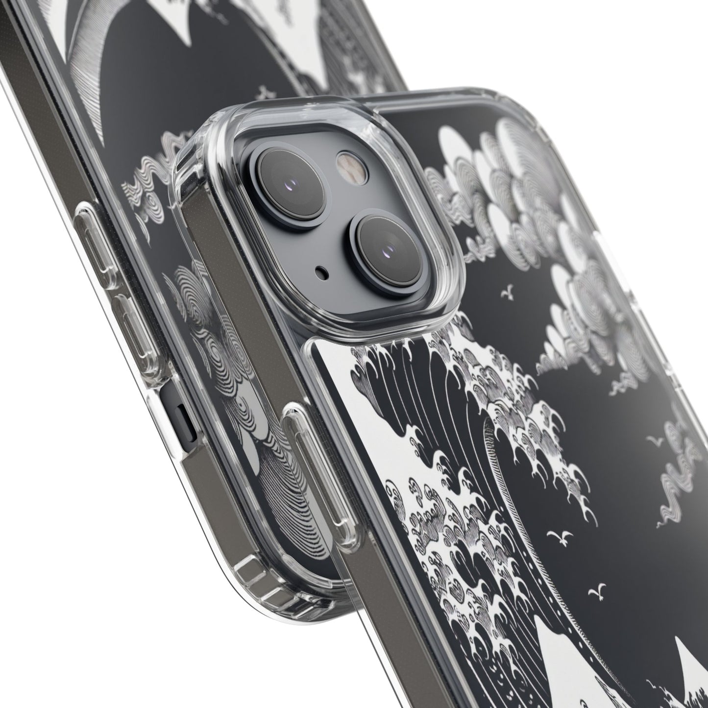 Transparent Waves and Mountains Iphone Case Compatible With Iphone 16 15 14 - Clear Phone Cover