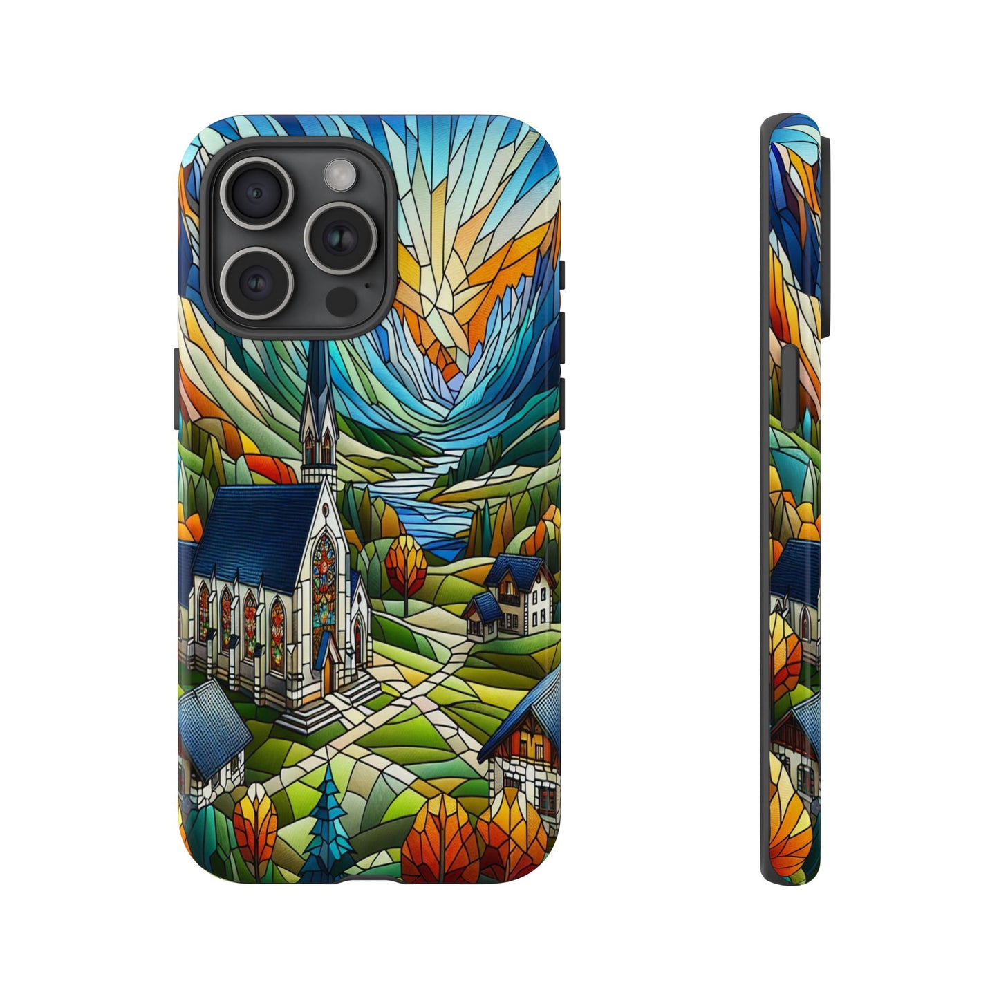 Stained Glass Countryside Scene - Phone Case