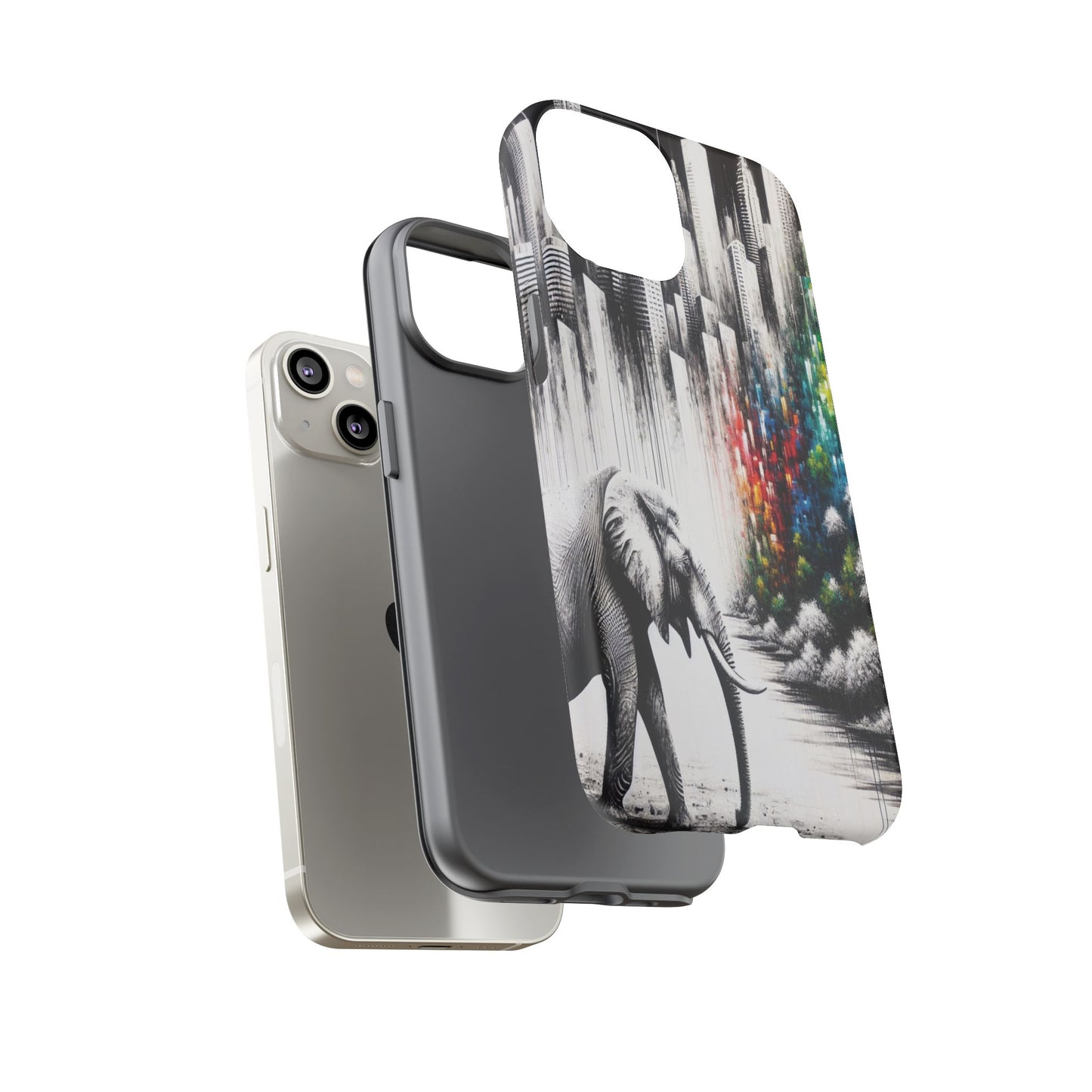 Protective Elephant's Journey Through the Cityscape Iphone Case Compatible With Iphone 16 15 14 - Phone Cover