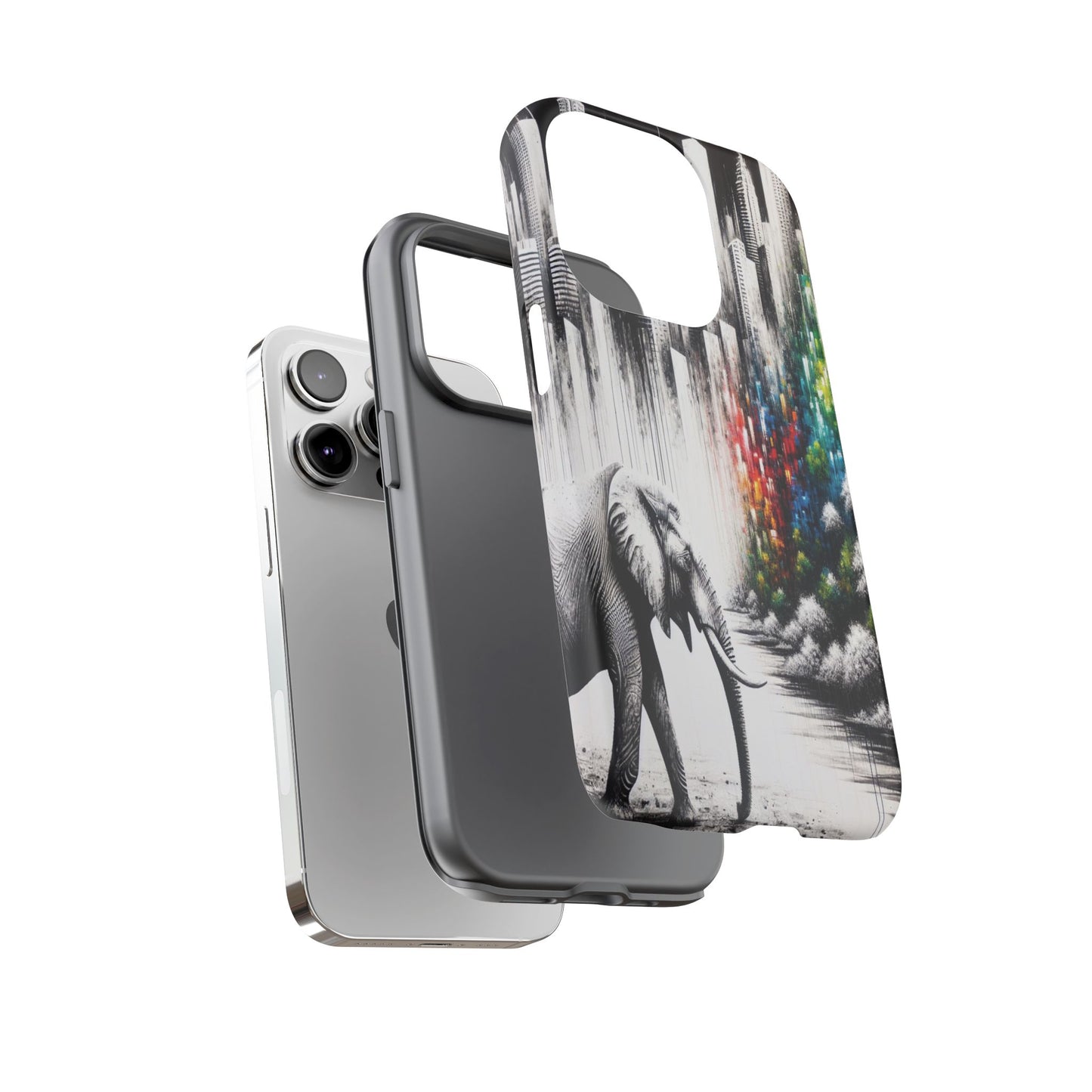 Protective Elephant's Journey Through the Cityscape Iphone Case Compatible With Iphone 16 15 14 - Phone Cover