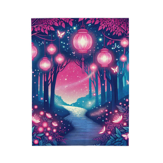 Lanterns Among the Trees - Plush Blanket
