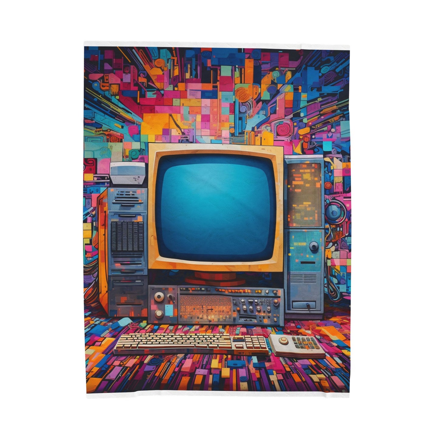 Technicolor Retro Tech Haven- Plush Blanket