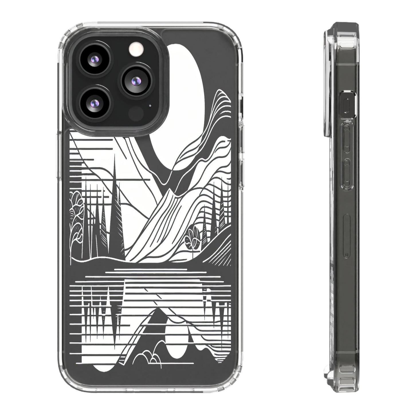 Transparent Lines and Landscape Iphone Case Compatible With Iphone 16 15 14 - Clear Phone Cover