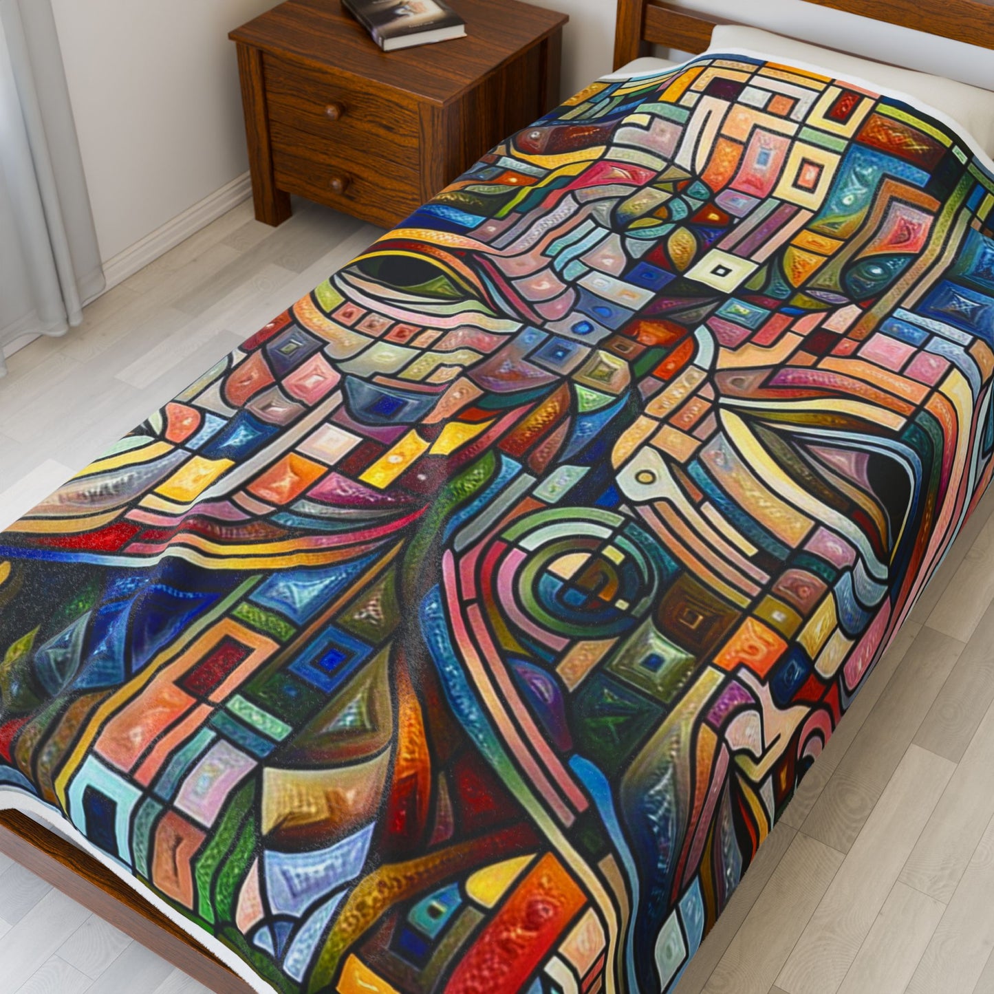 Faces in Fragmented Harmony - Plush Blanket