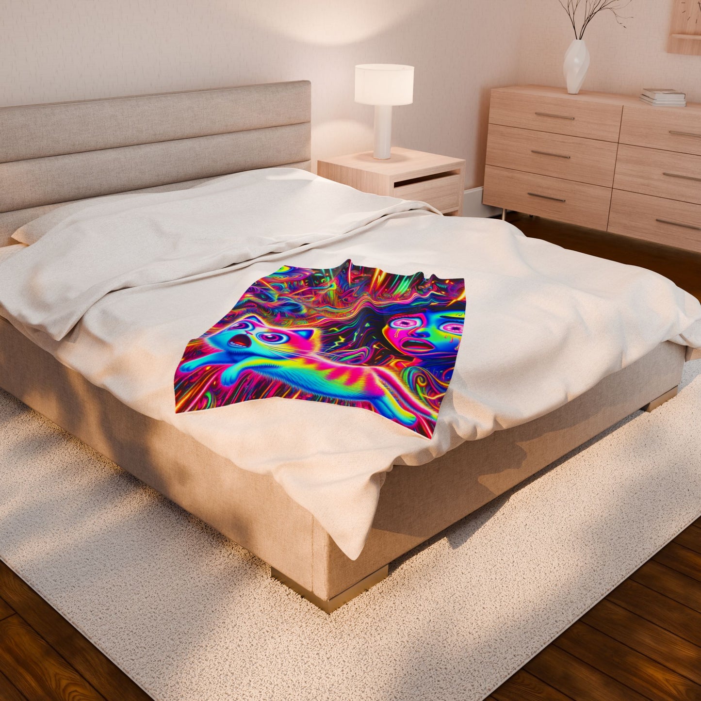 Neon Burst Fantasy - Plush Blanket
