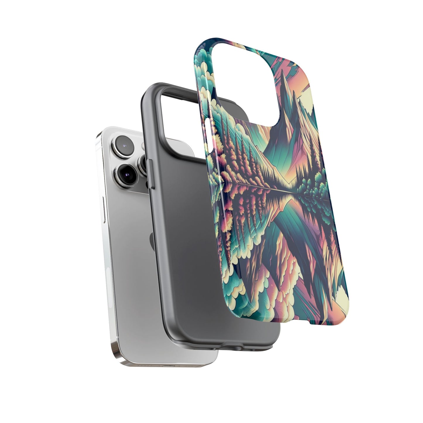 Tranquil Peaks and Reflected Skies - Phone Case