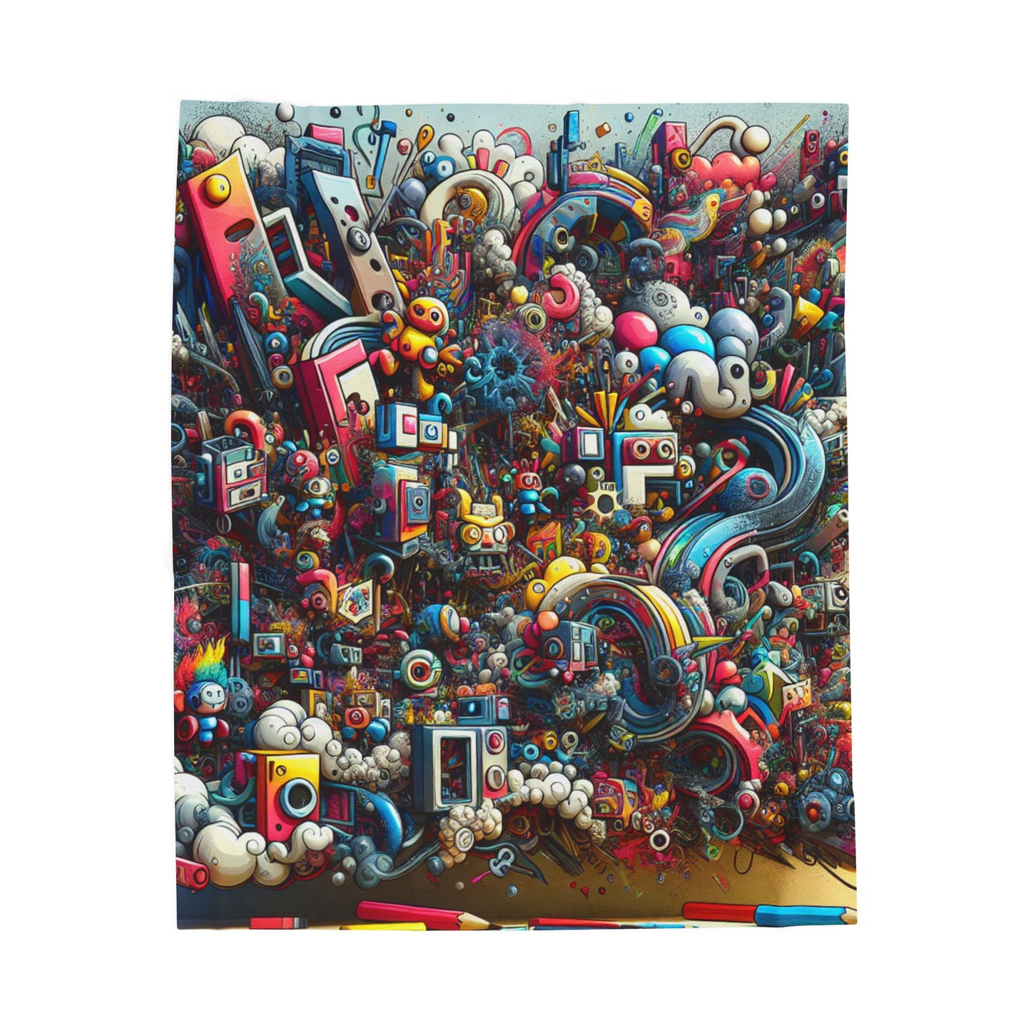 Artistic Chaos of Shapes - Plush Blanket