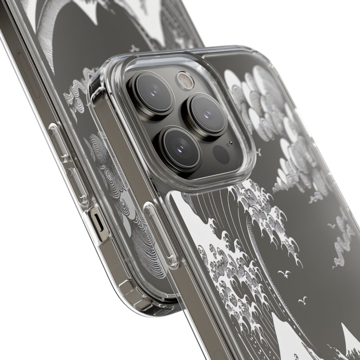 Transparent Waves and Mountains Iphone Case Compatible With Iphone 16 15 14 - Clear Phone Cover