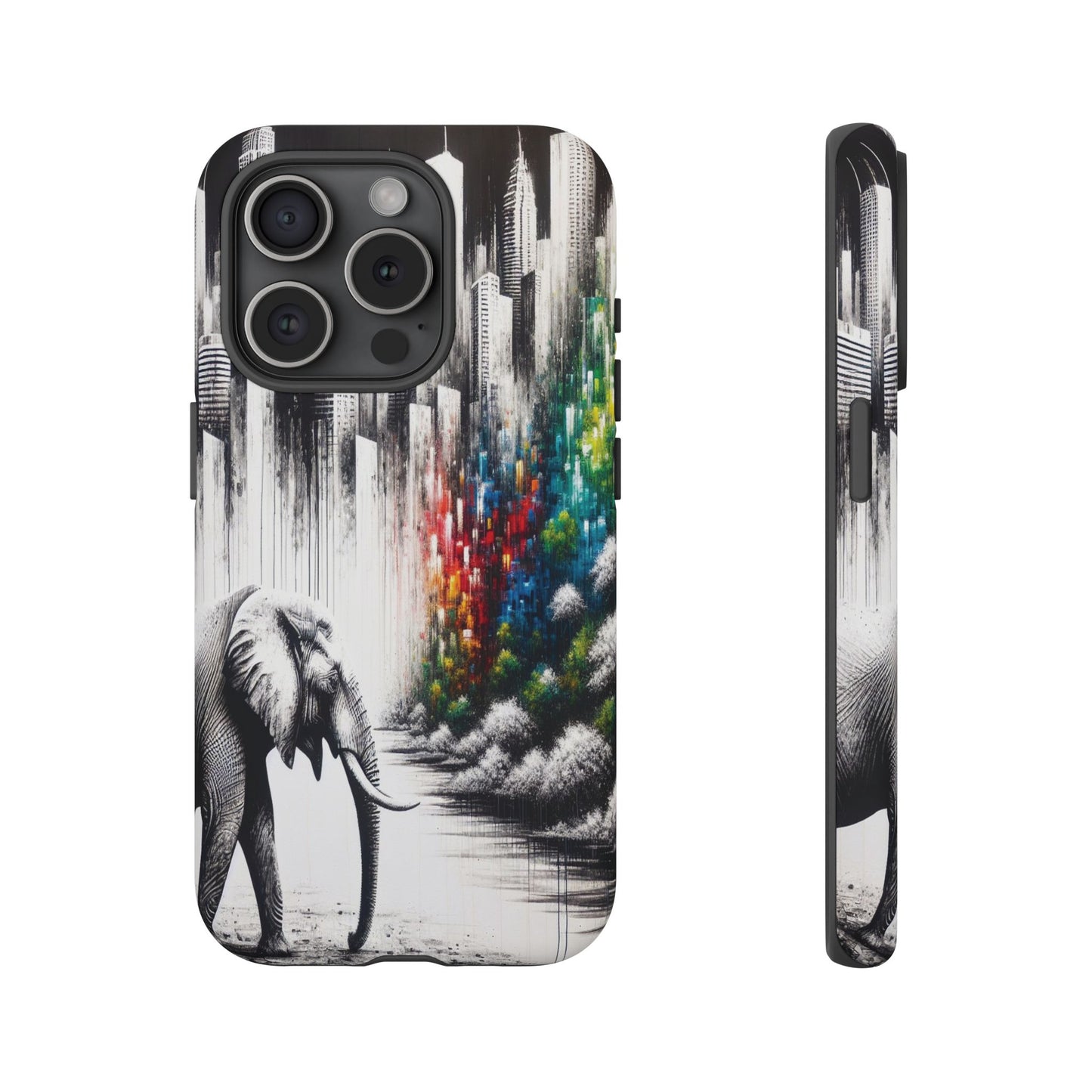 Protective Elephant's Journey Through the Cityscape Iphone Case Compatible With Iphone 16 15 14 - Phone Cover