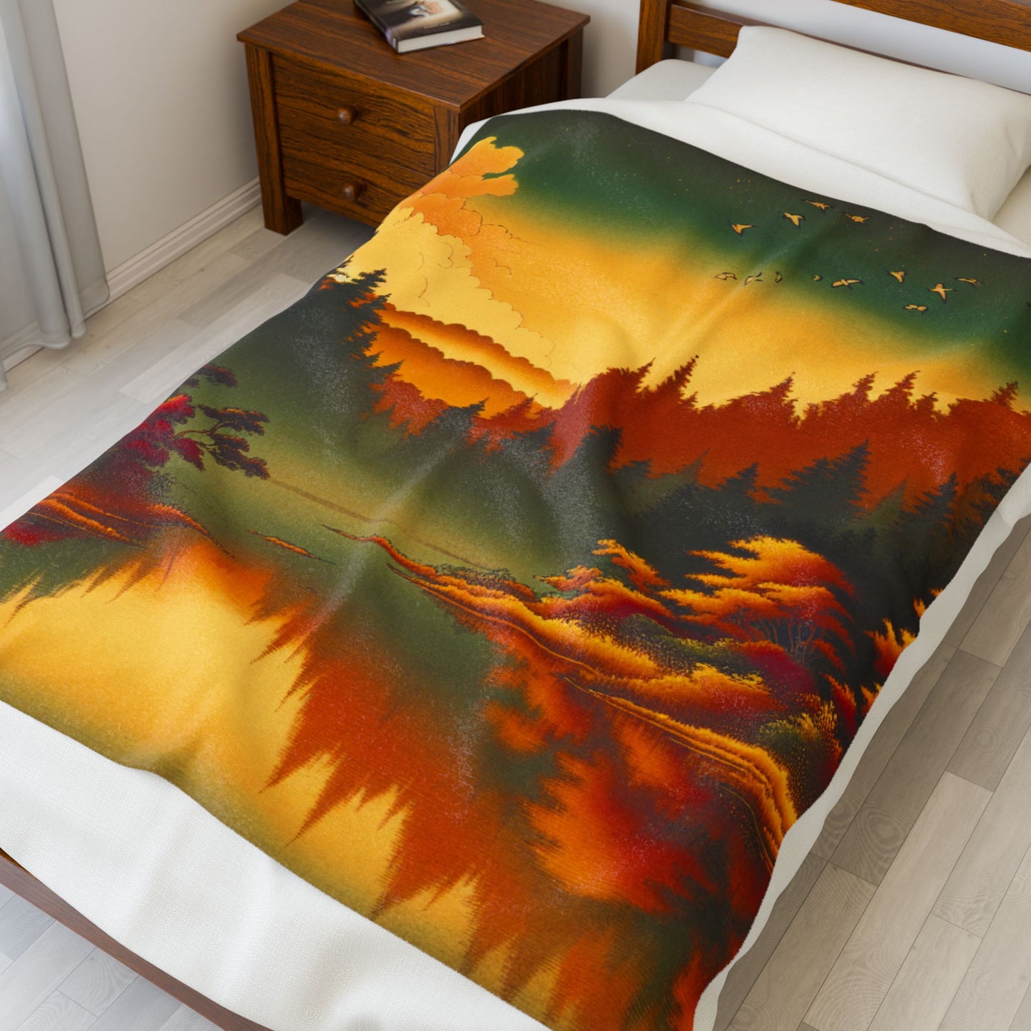 Golden Forest Reflections - Plush Blanket