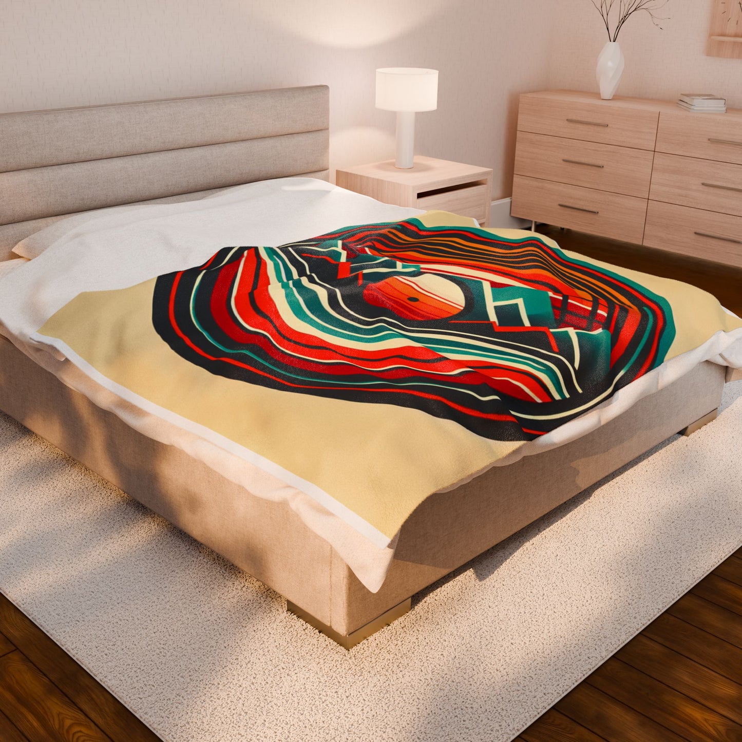 Circle of Mountains and Waves - Plush Blanket