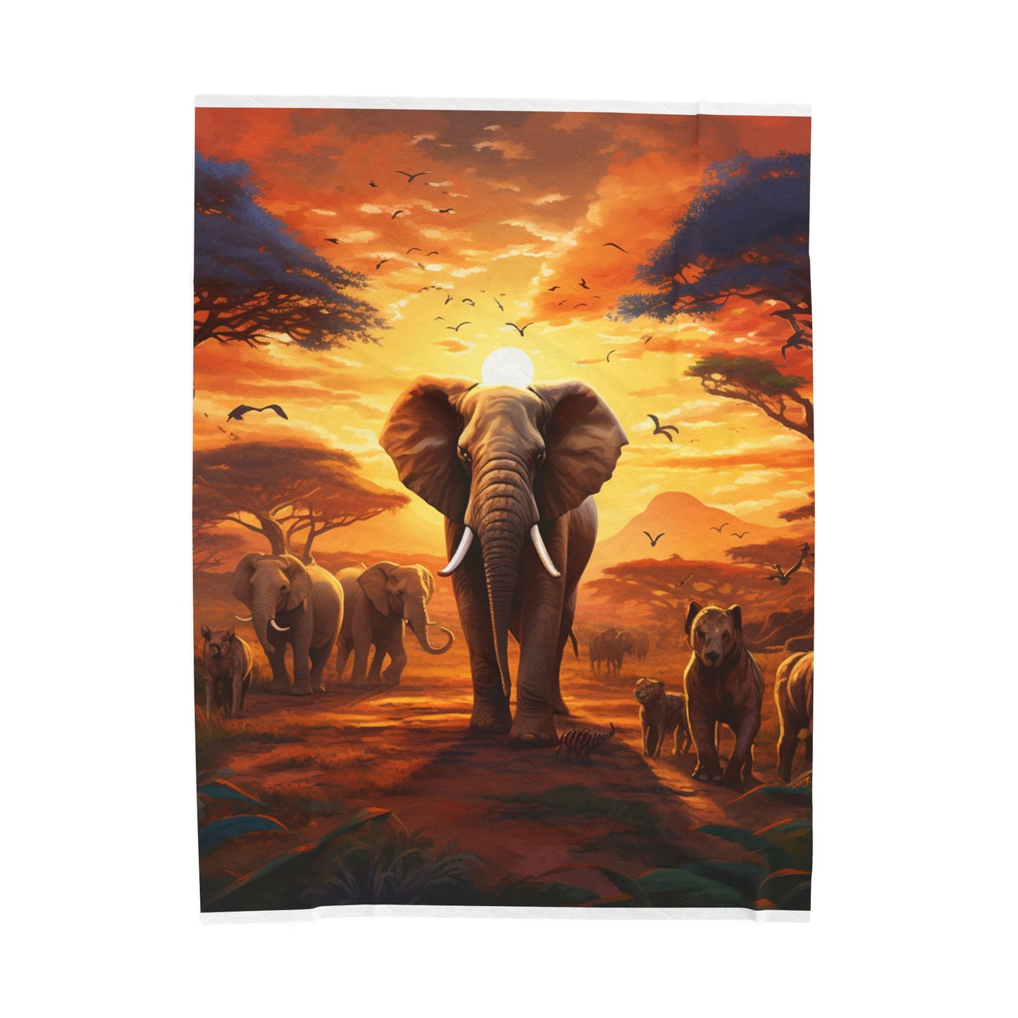 Savanna Sovereigns at Dawn- Plush Blanket