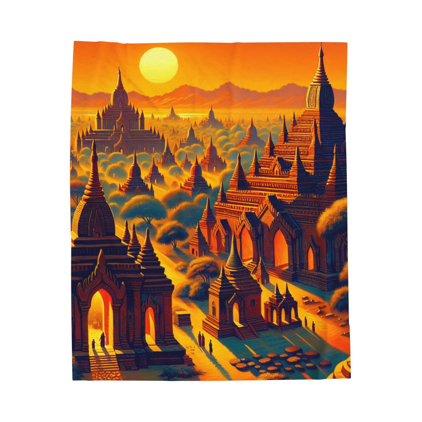 Golden Pagoda Panorama- Plush Blanket