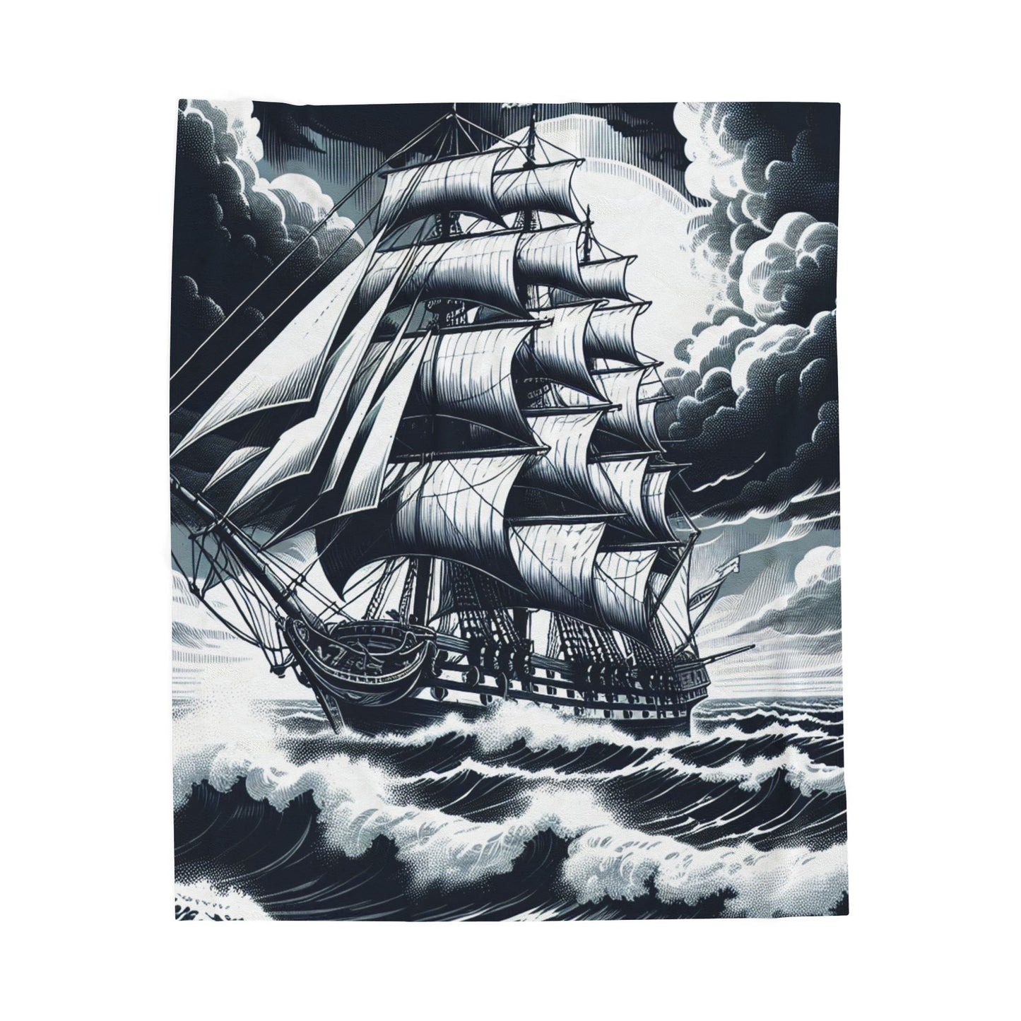 Monochromatic Nautical Adventure- Plush Blanket