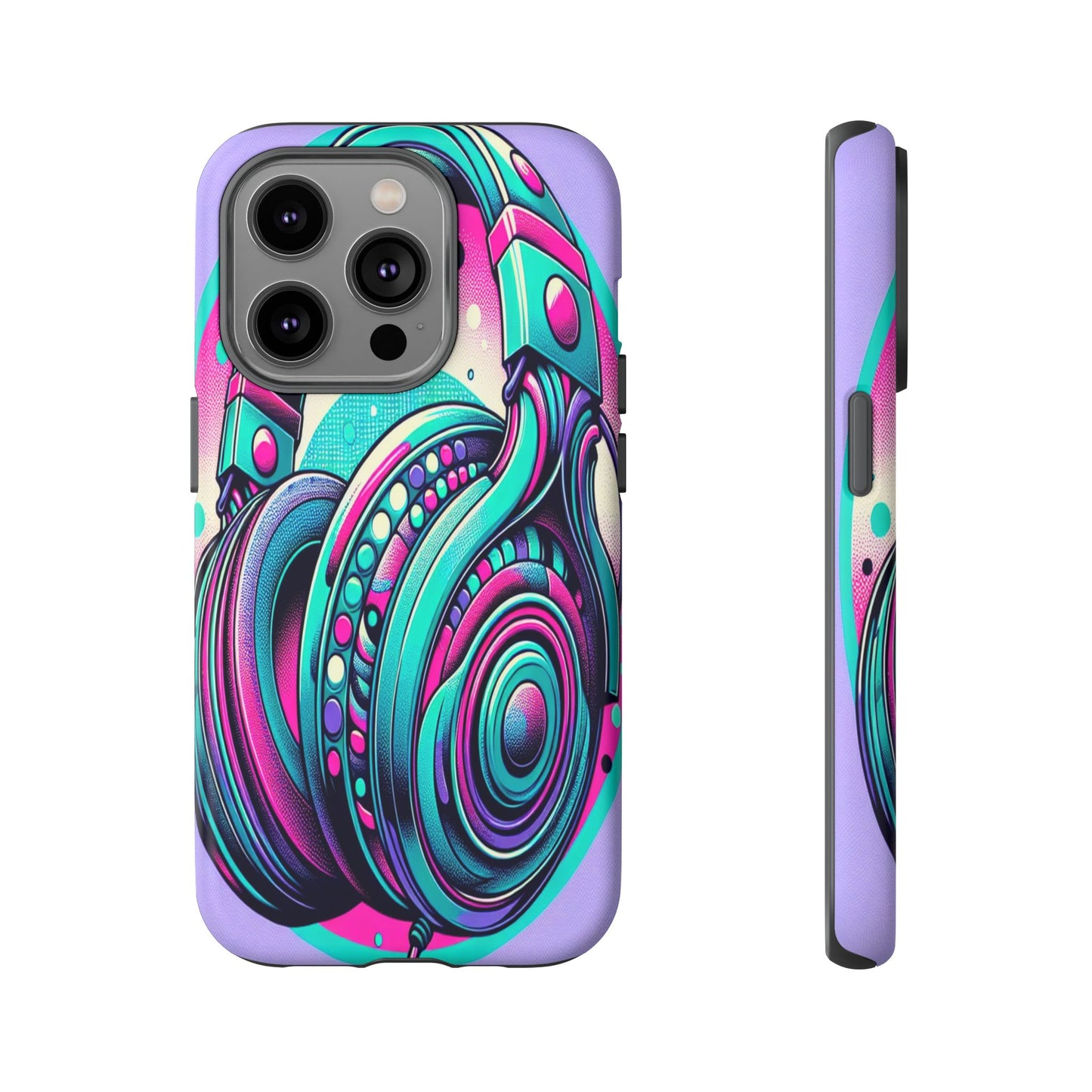 Custom ProtectiveHeadphone Vibes in Electric ColorsIphone Case Compatible With Iphone 16 15 14 - Phone Cover